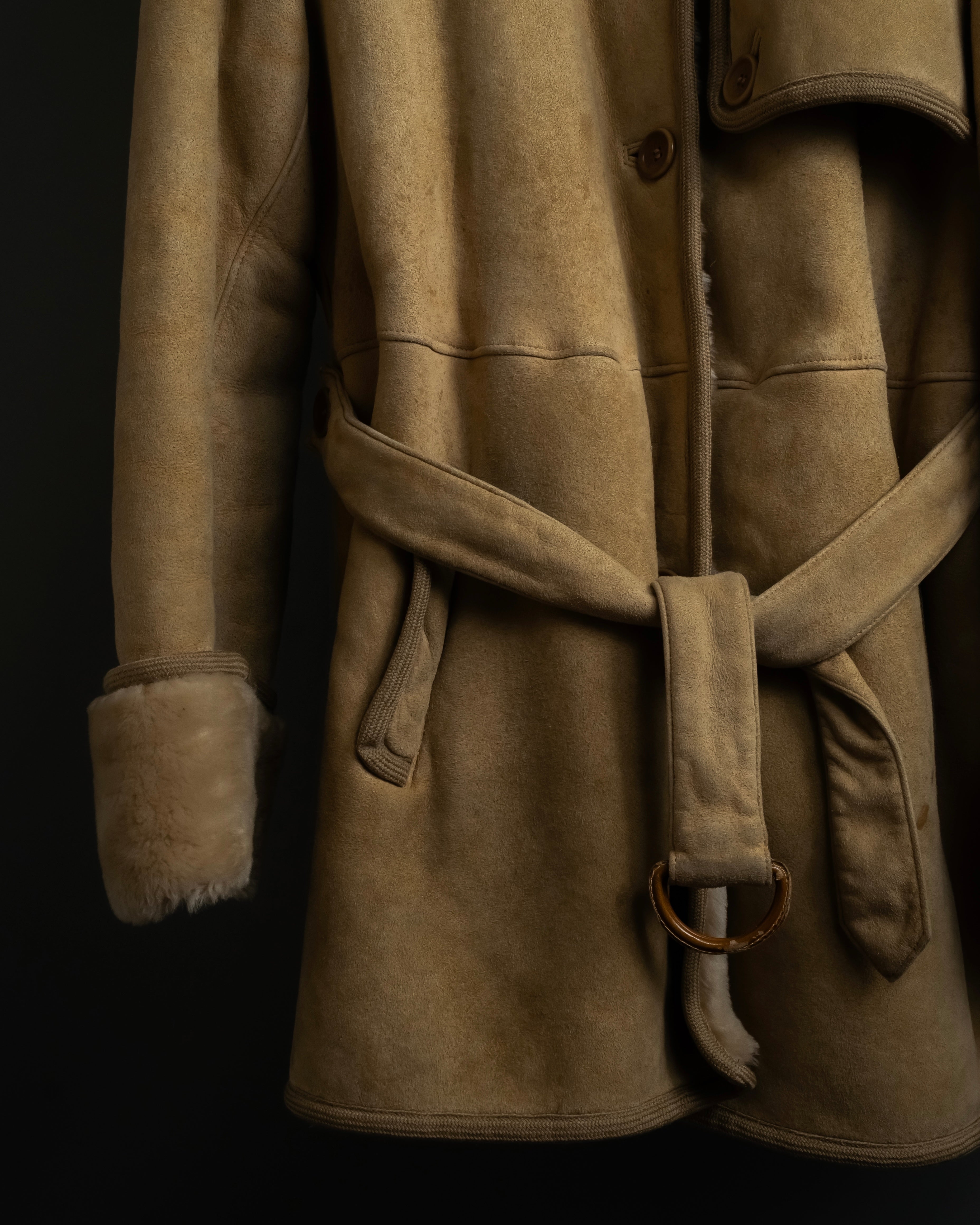 "LOEWE" 90's Panel-switched design mouton shearling coat