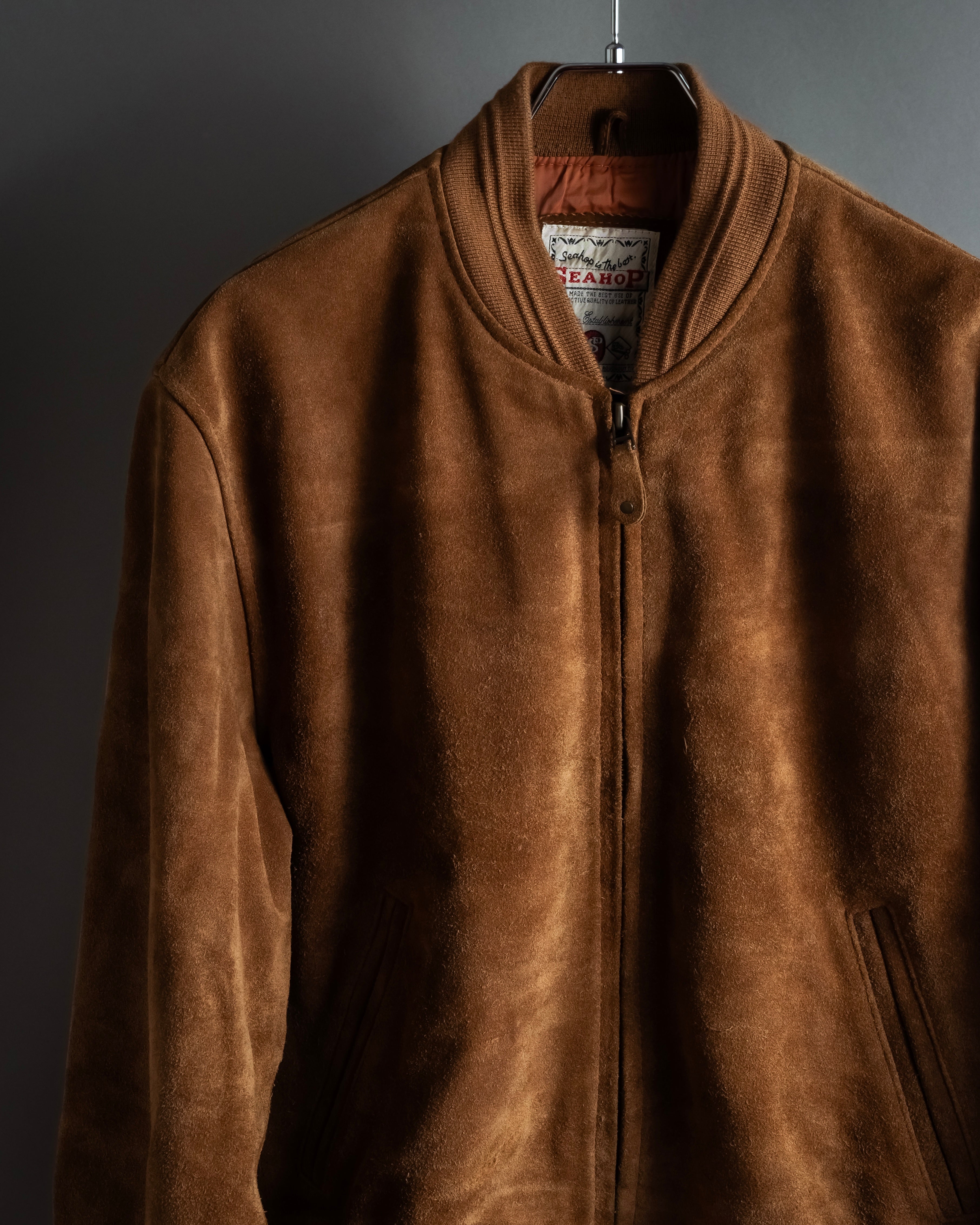 "SEAHOP" Ribbed design suede leather blouson