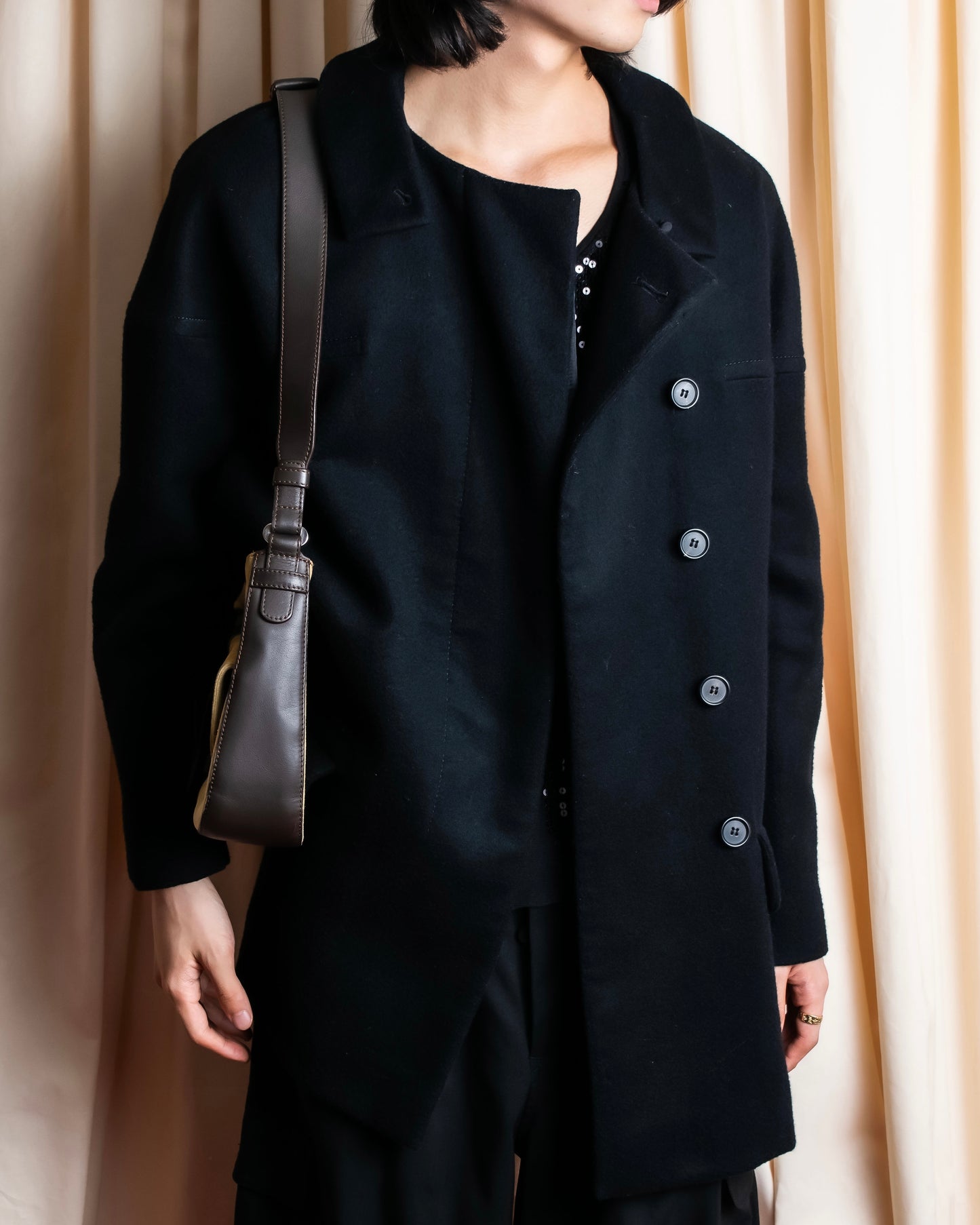 "Chloe" 2way stand collar mid length coat