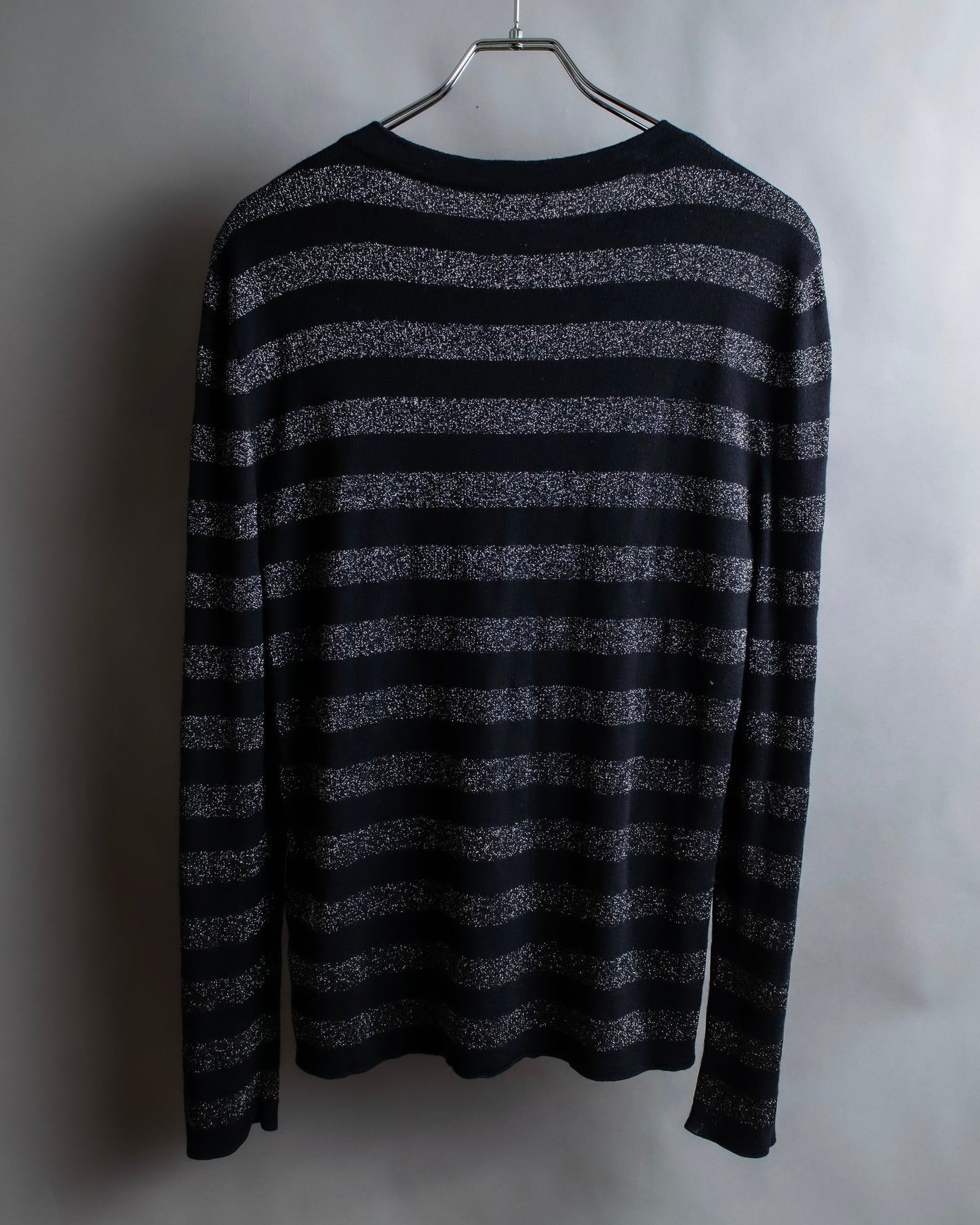 "Saint Laurent Paris" Glittery border pattern relaxed knit