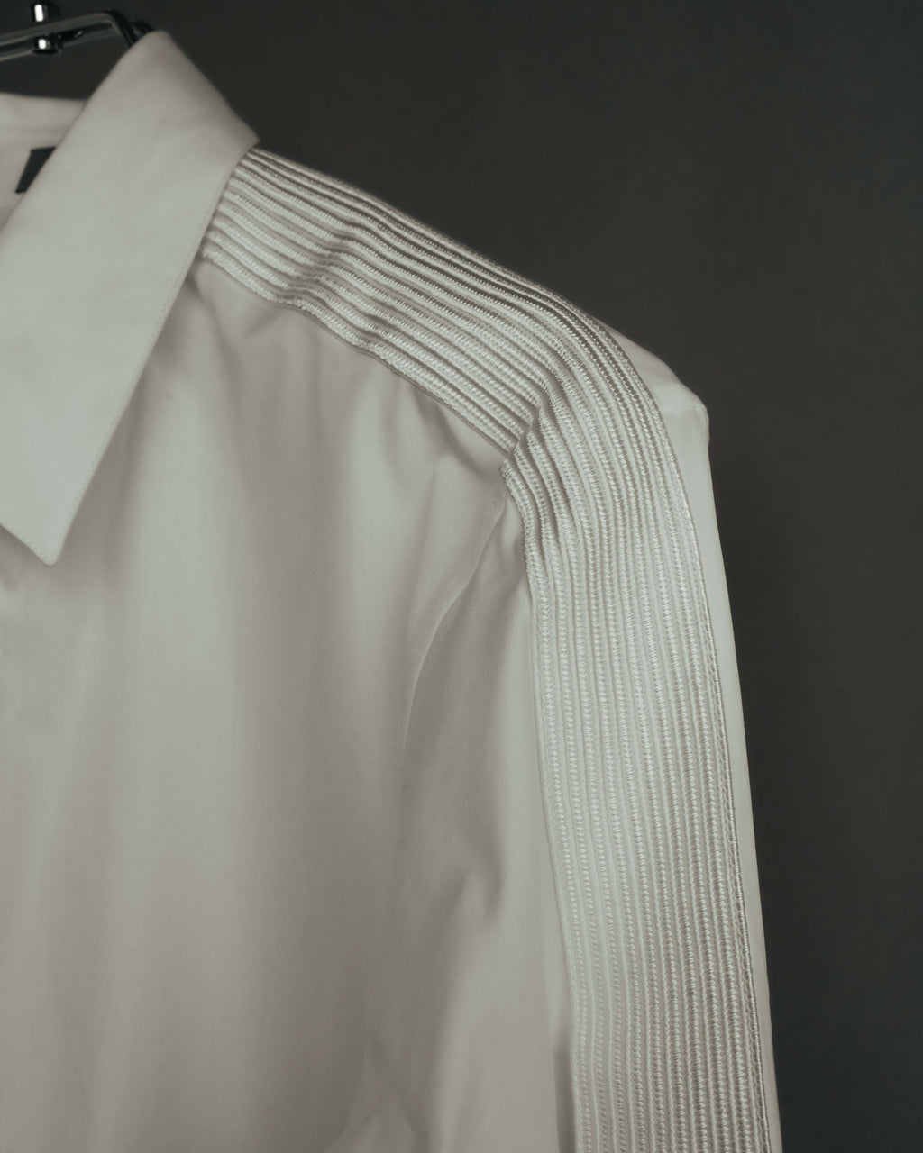 -SPECIAL- "Dior" 10's-20's Sculptural cord embellished concealed placket long sleeve dress shirt