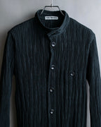 "ISSEY MIYAKE" Pleated vertical line shirt jacket