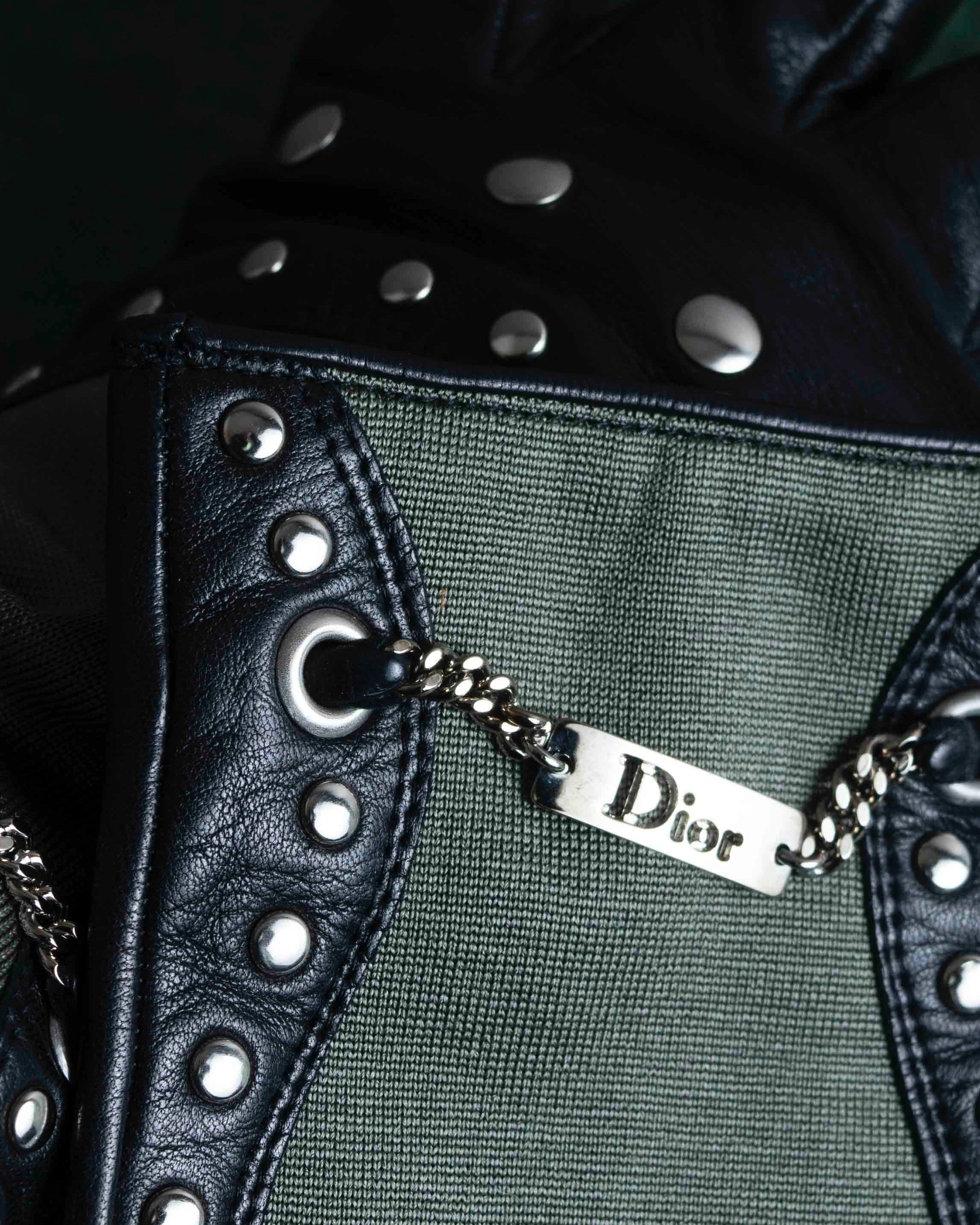 For lease "Christian Dior" Stud design metal plate docking leather gloves