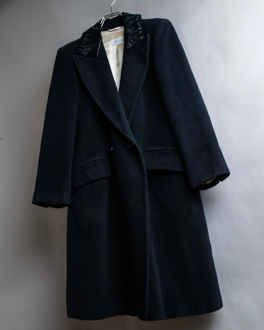 "Max Mara"
 Swakara fer collar oversized wrap style chester coat