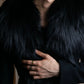 "DIANE VON FURSTENBERG" Fur docking design belted long coat