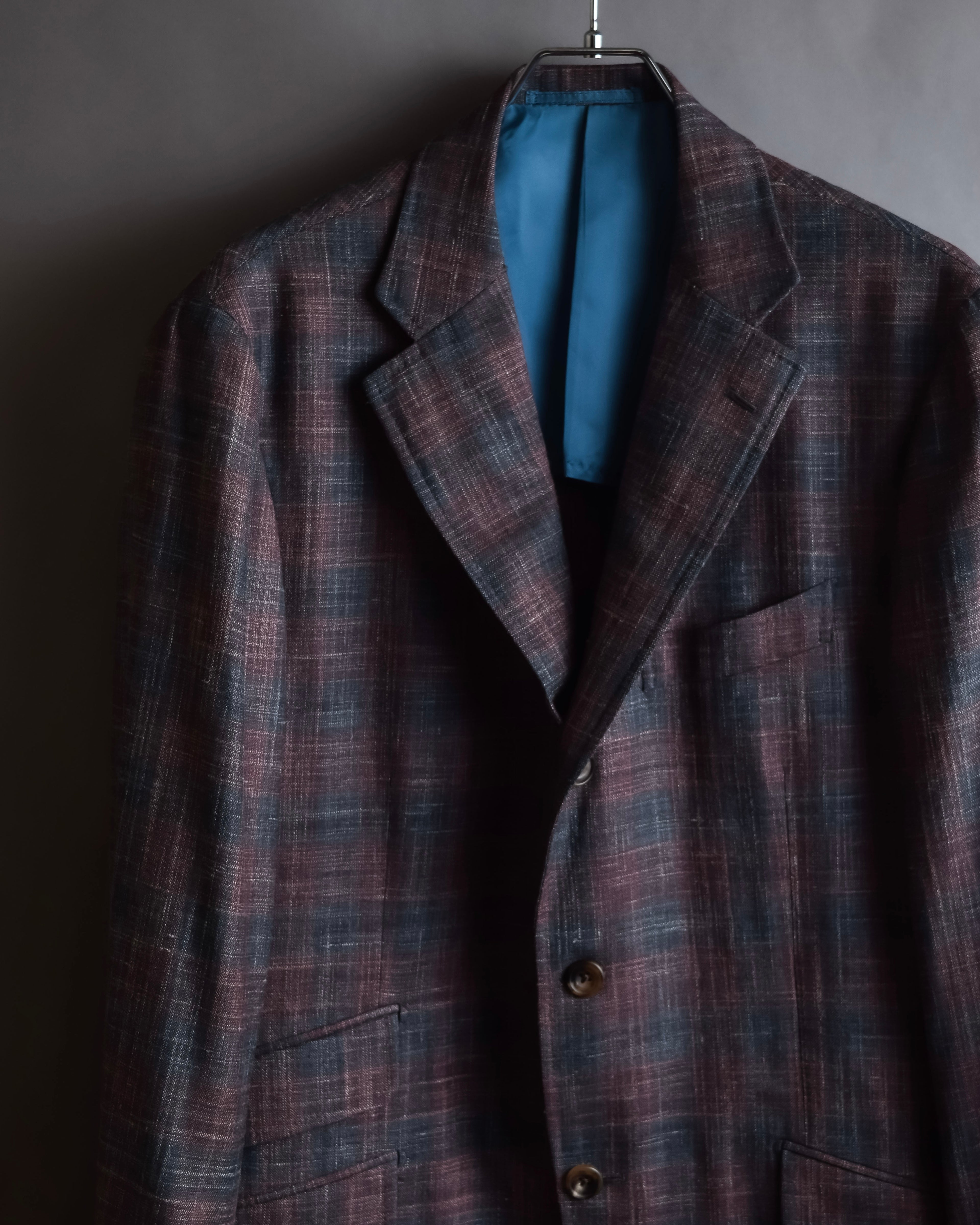"Tex Teq" Gradient check pattern tailored jacket