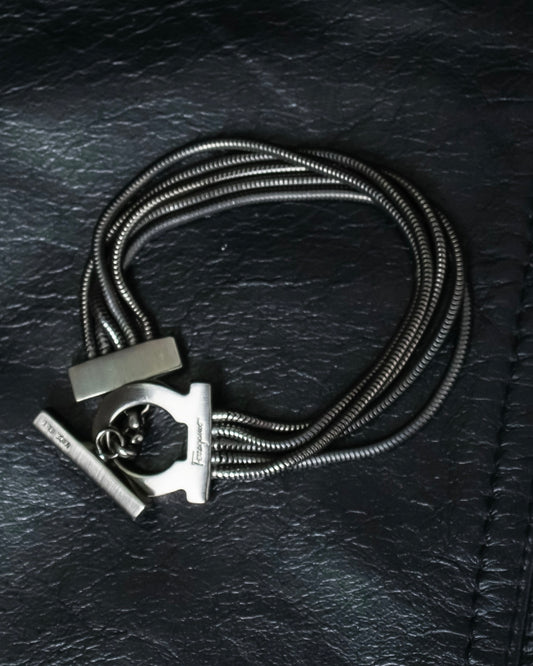 "Ferragamo" Gancini motif five row bracelet