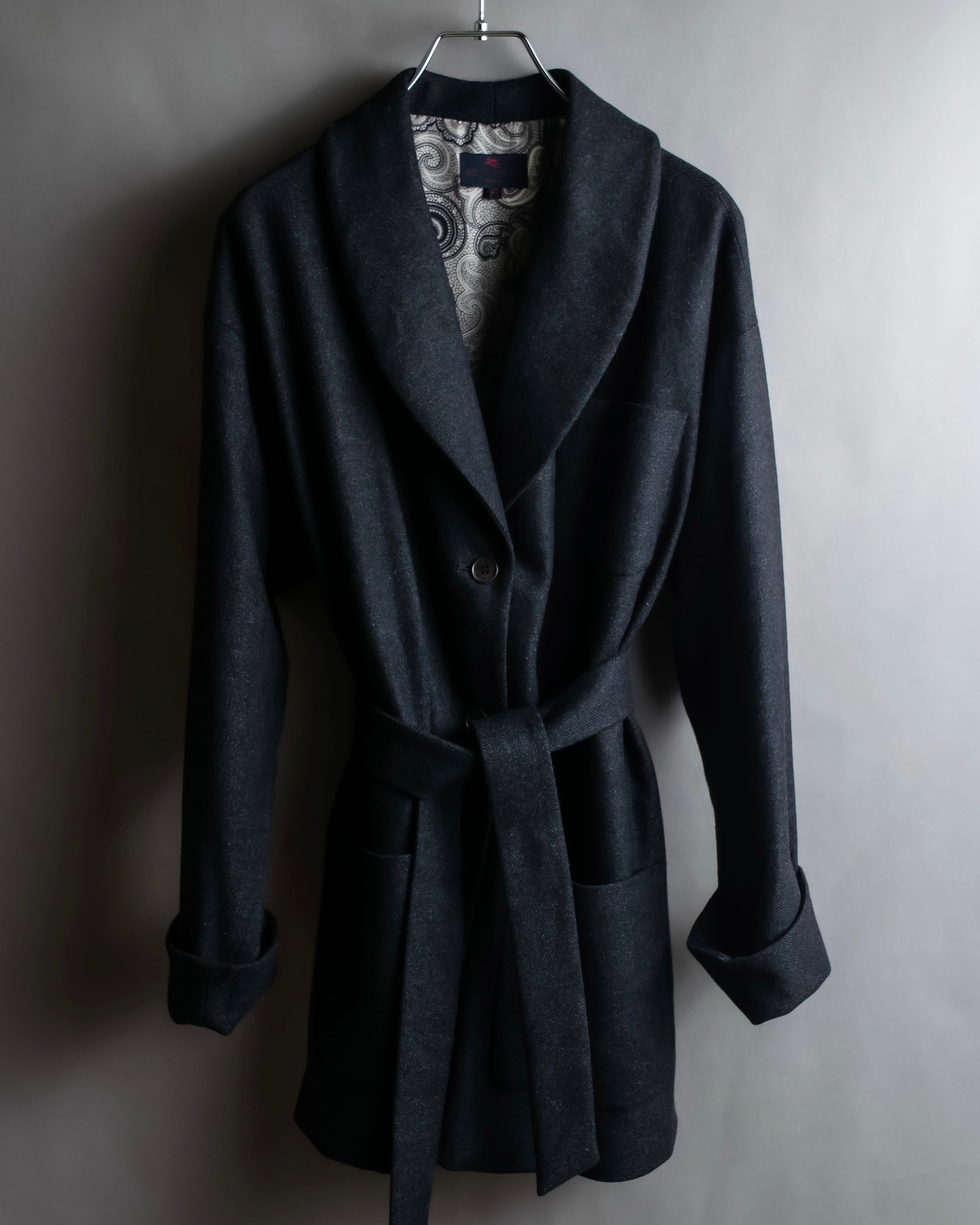 "ETRO" Shawl collar belted mid-length coat
