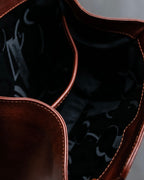 "Salvatore Ferragamo" Half-moon shaped Bordeaux color leather shoulder bag