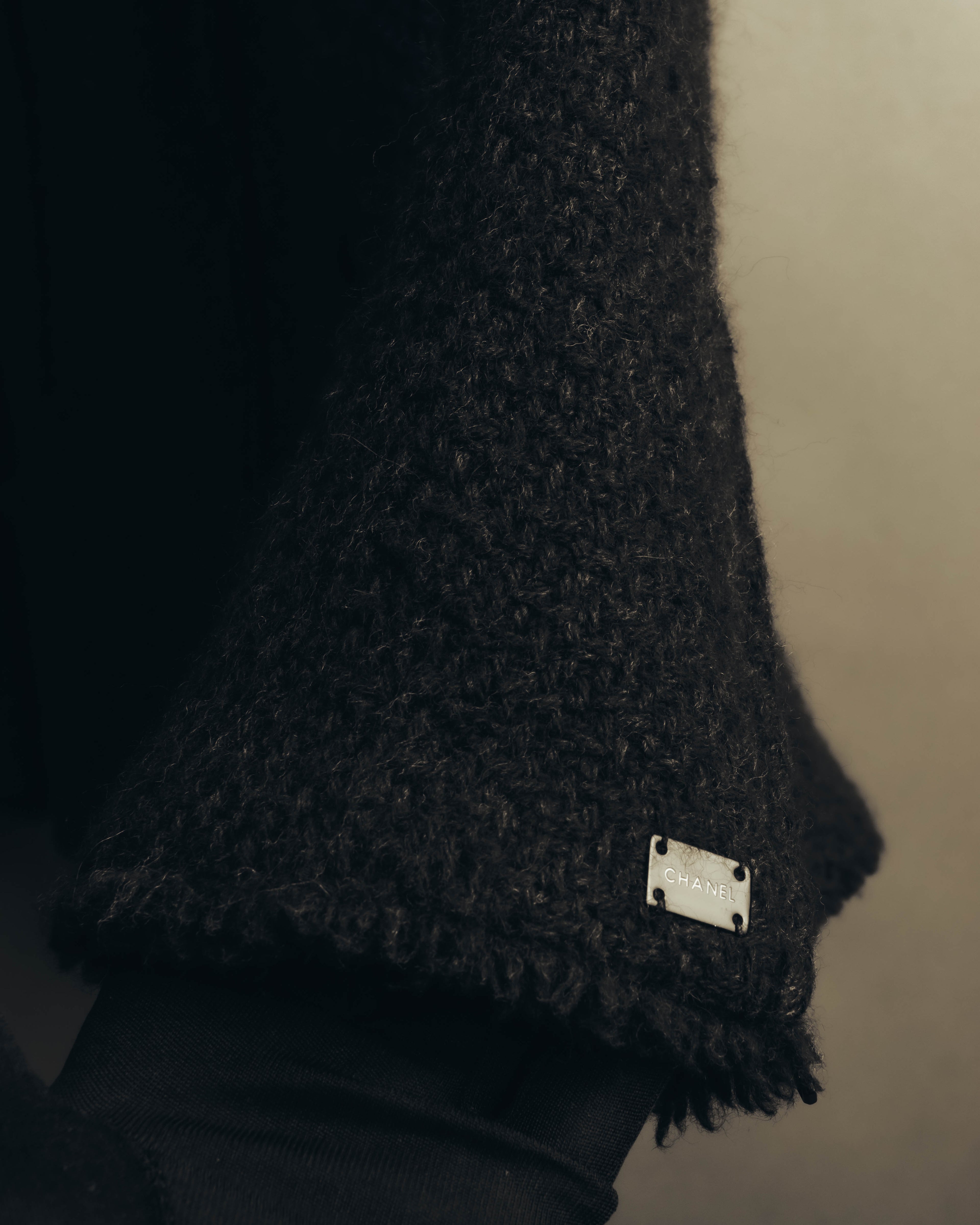 "CHANEL" 04AW Textured wool angora tweed zip jacket
