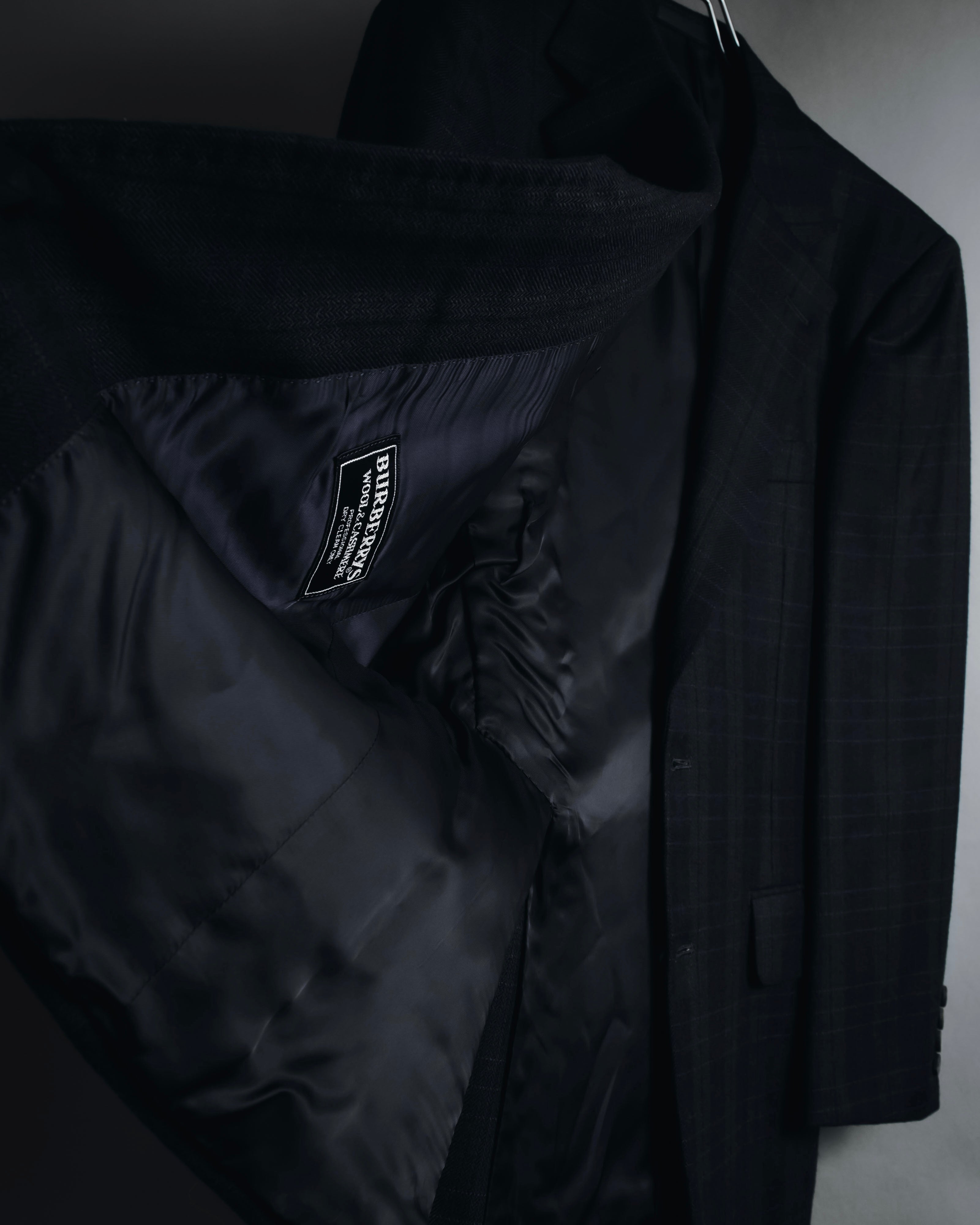 "Burberrys" 90’s dark check wool cashmere blend tailored jacket