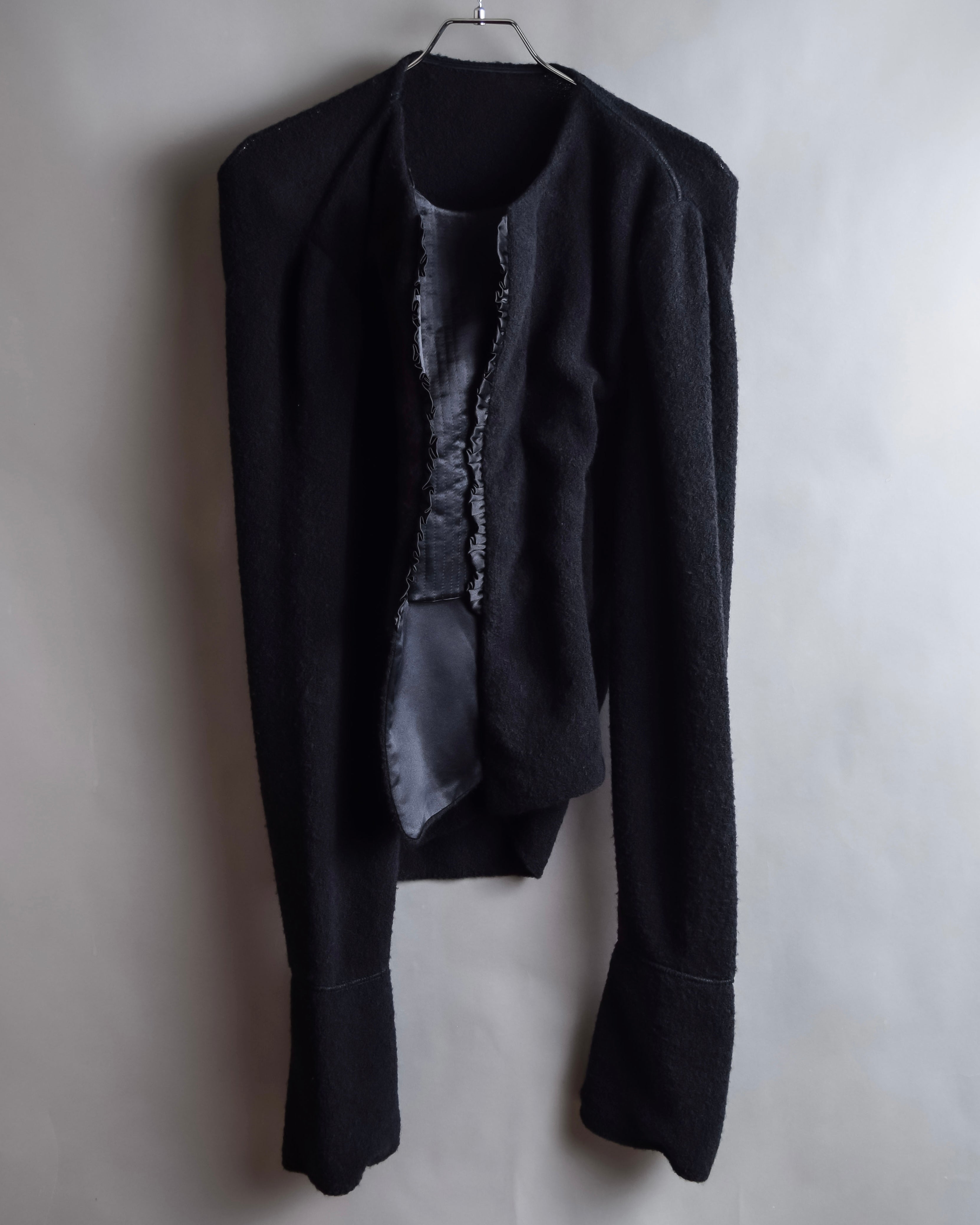 "GIANFRANCO FERRE" Structured wool satin ruffle inner detail set up