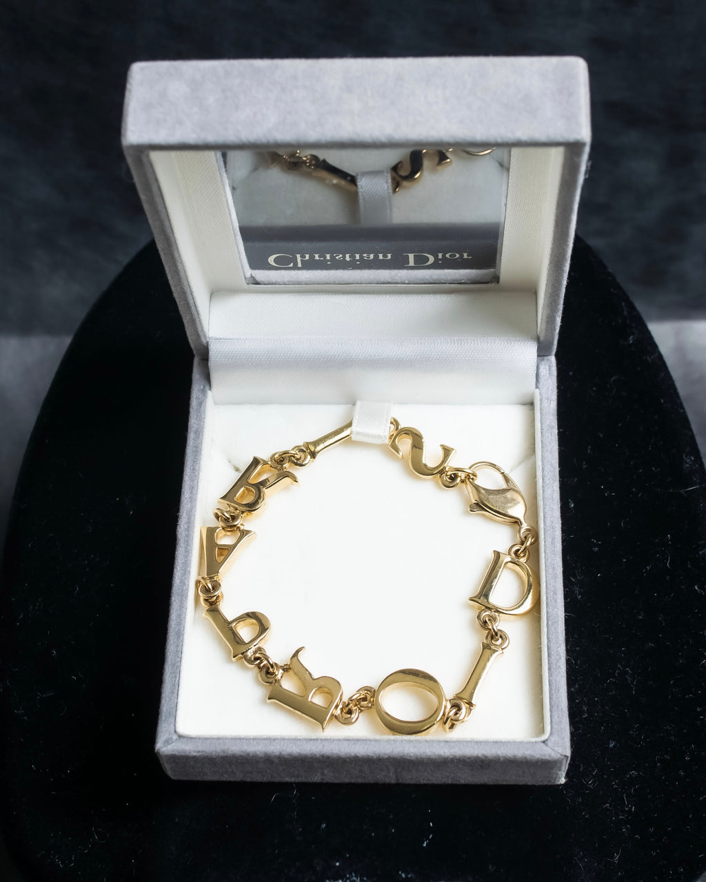 "Christian Dior" DIOR＆PARIS motif gold bracelet