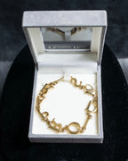 "Christian Dior" DIOR＆PARIS motif gold bracelet