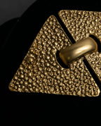 "YVES SAINT LAURENT" Granular texture diamond gold brooch