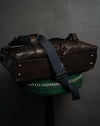 "DOLCE & GABBANA" 00’s-10’s Grained leather canvas-lined satchel bag