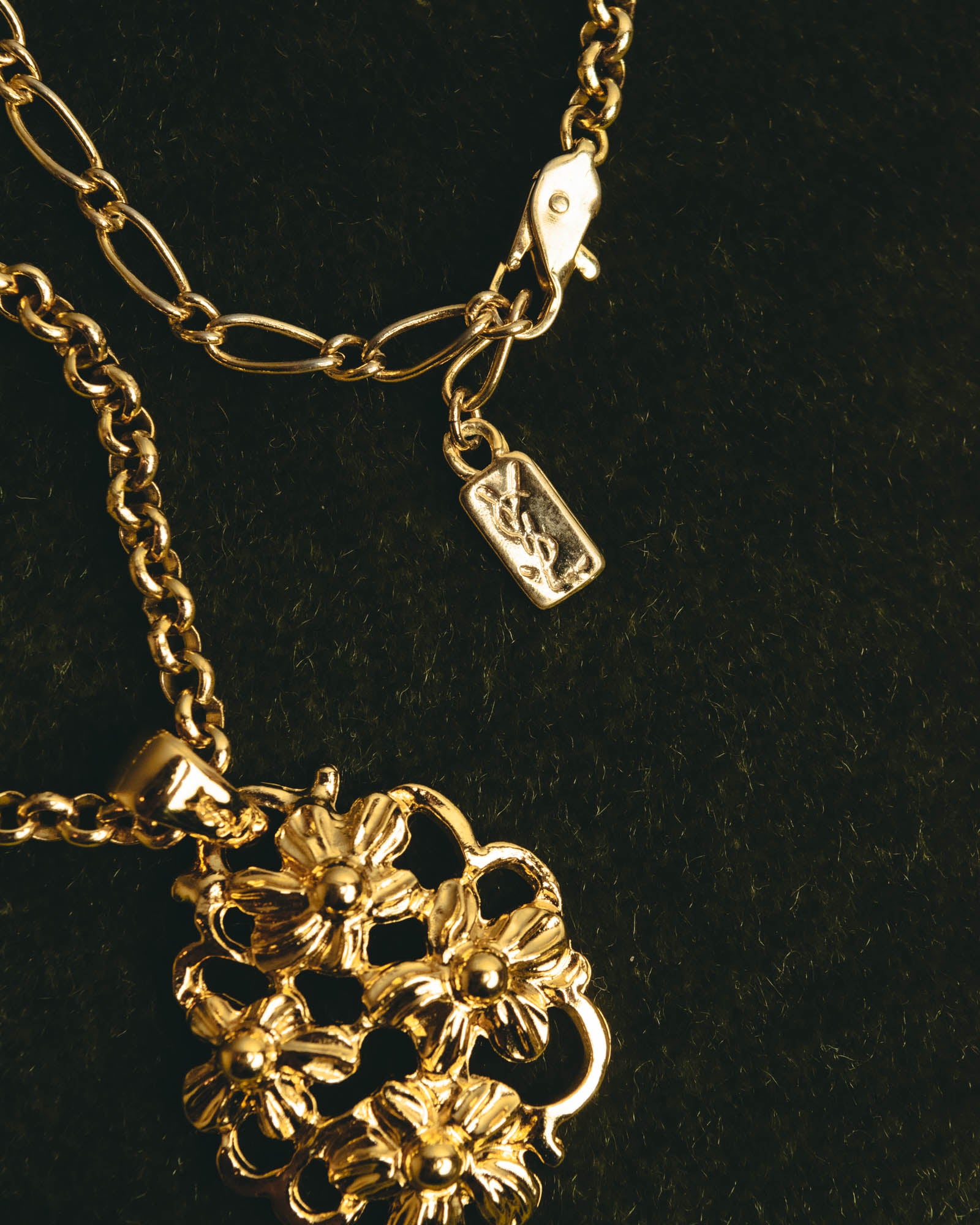"Yves Saint Laurent" 80's-90's Sculptural floral pendant necklace