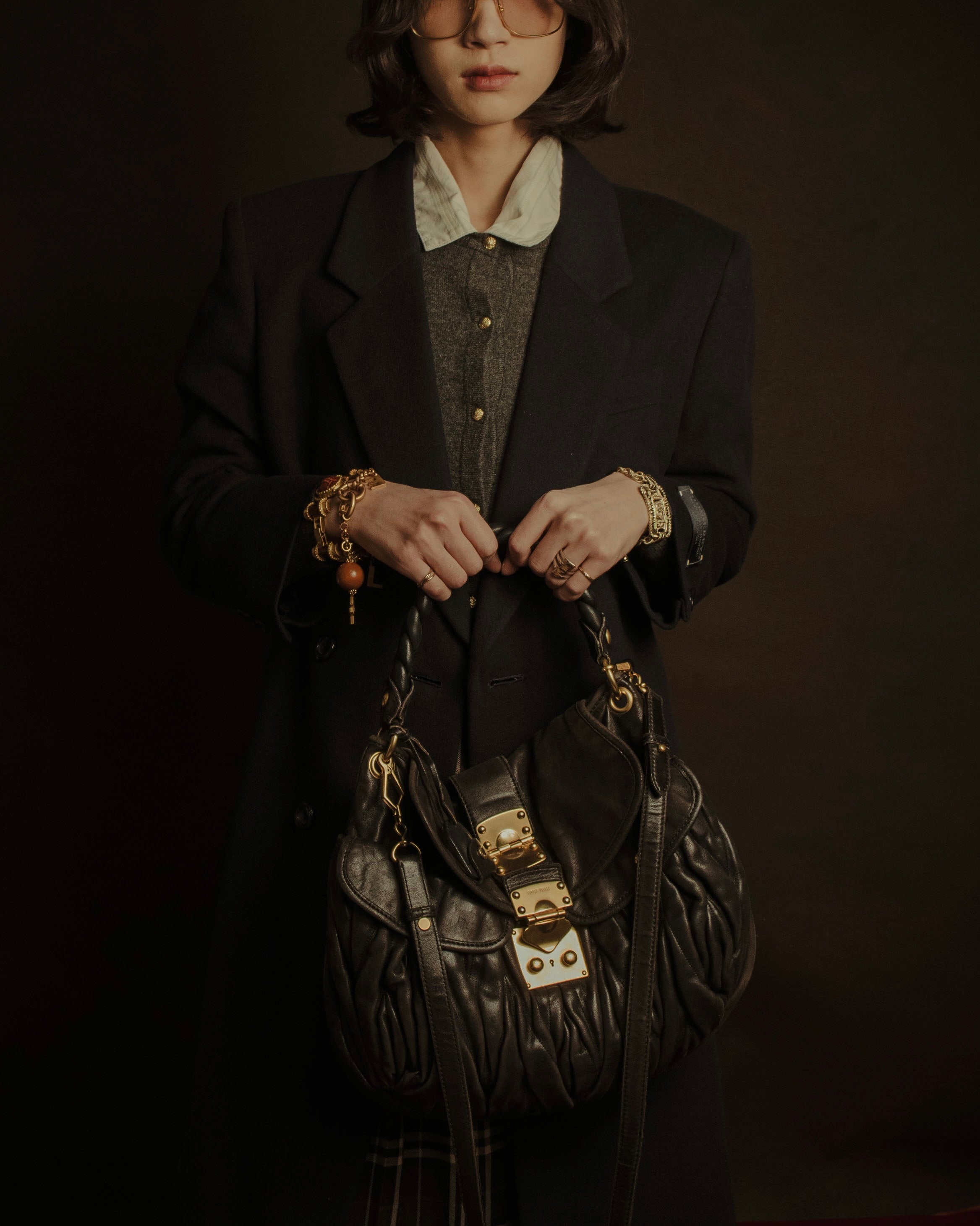 MIU MIU (ミュウミュウ) - Matelassé Coffer Bag - ブラウン - 00s