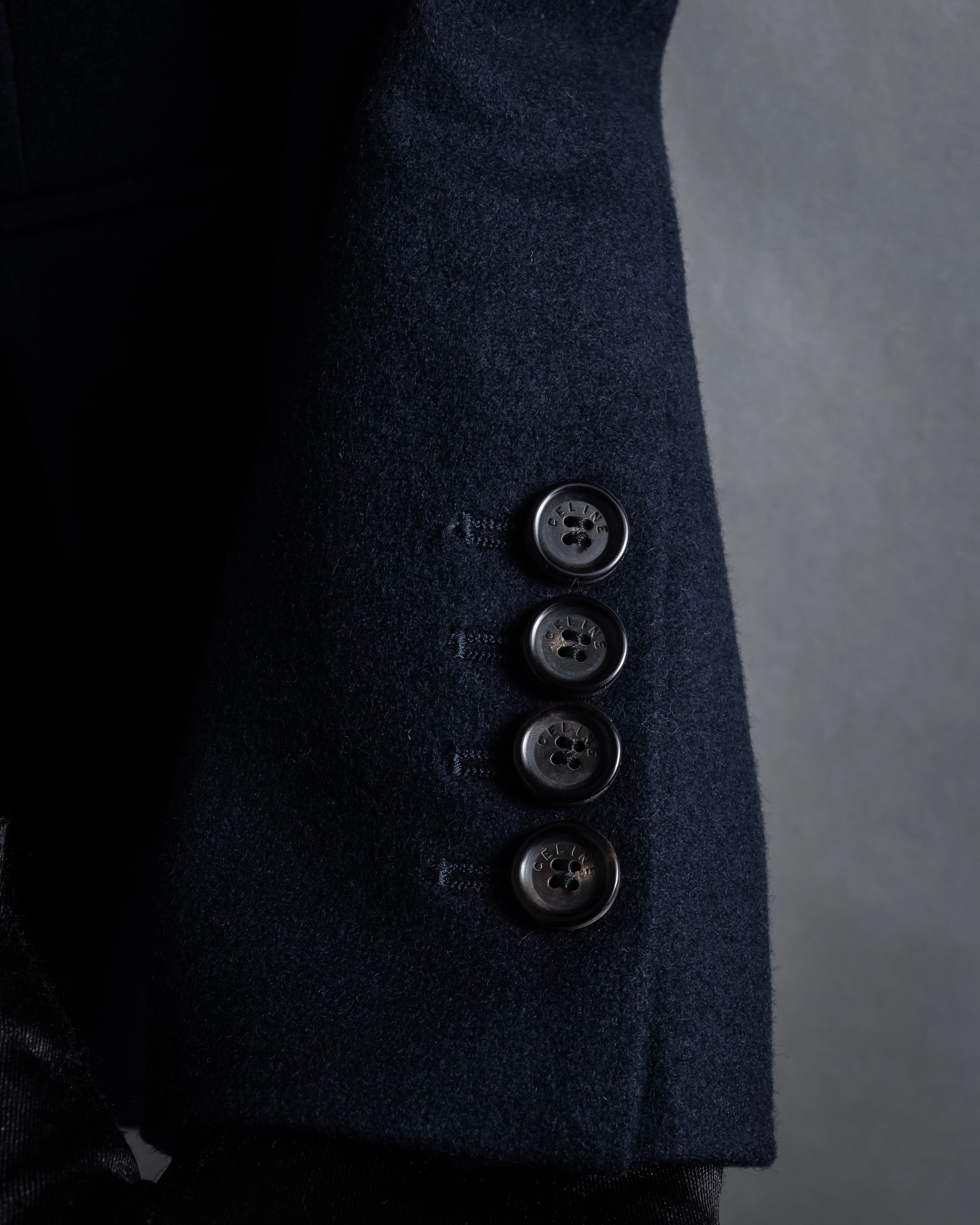 "CELINE" 90’s Sculpted double-breasted peak lapel tailored jacket