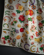 “GUCCI” 80’s-90’s Floral logo silk scarf