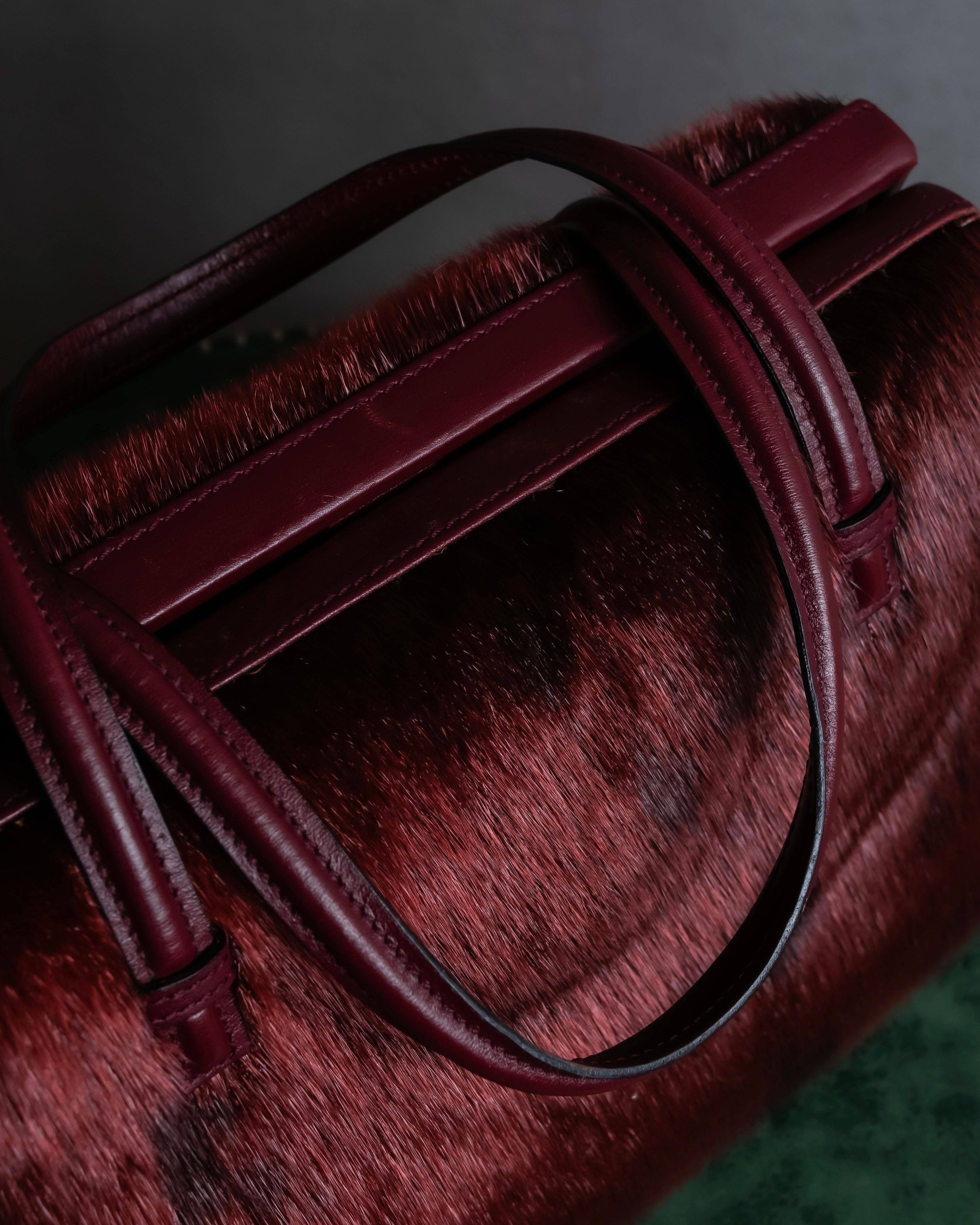 "LOEWE" Seal fur leather hand bag