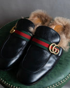 "GUCCI" GG logo design princetown loafers
