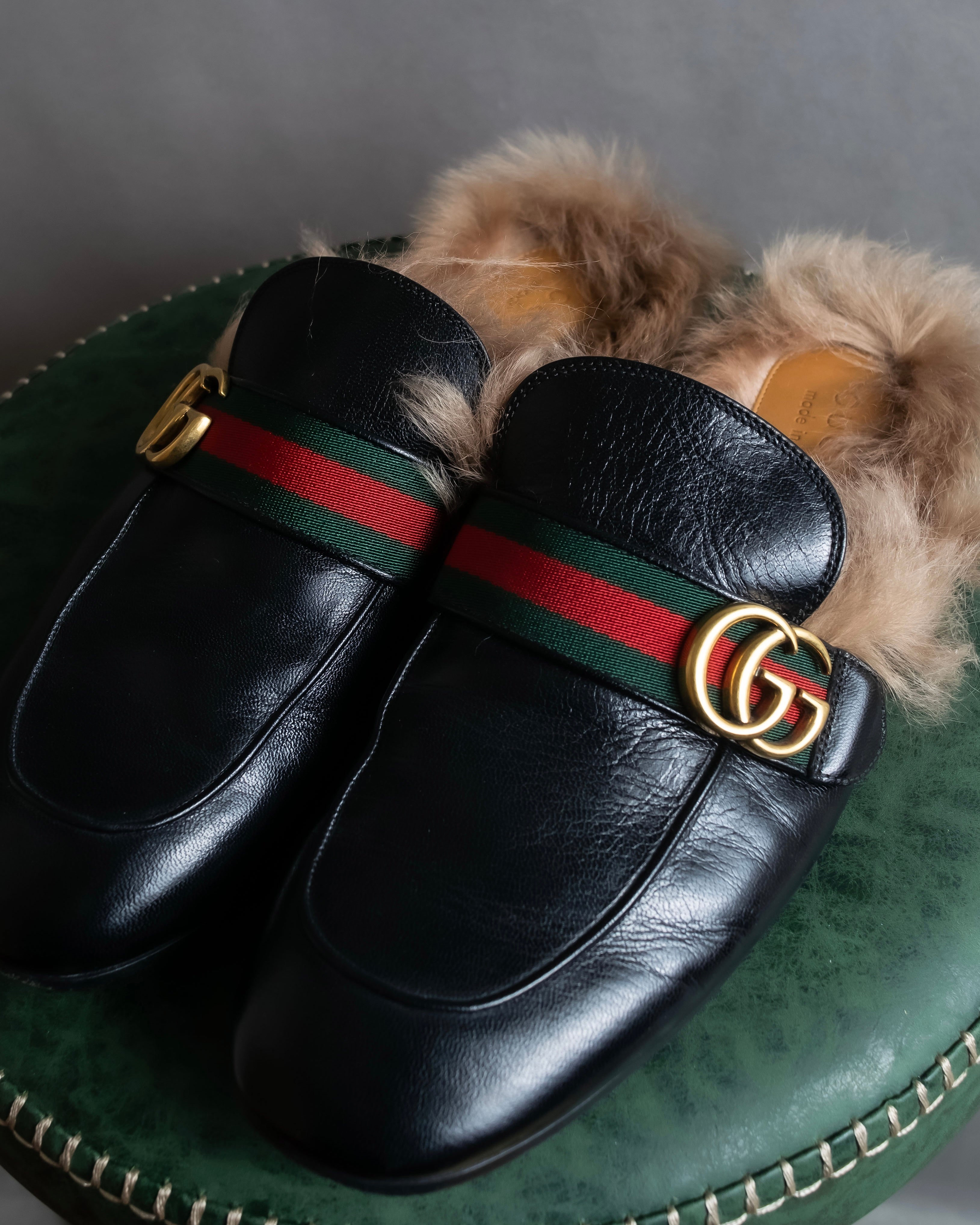 "GUCCI" GG logo design princetown loafers