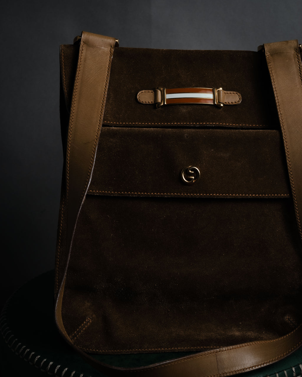 "GUCCI" 60’s-70’s suede and leather shoulder bag