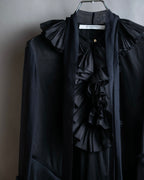 "GIVENCHY" Ribbon frill detail bow tie silk shirt ribbon frill detail