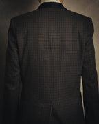-SPECIAL- "Maison Martin Margiela" 00's Check shawl collar smoking jacket with satin contrast