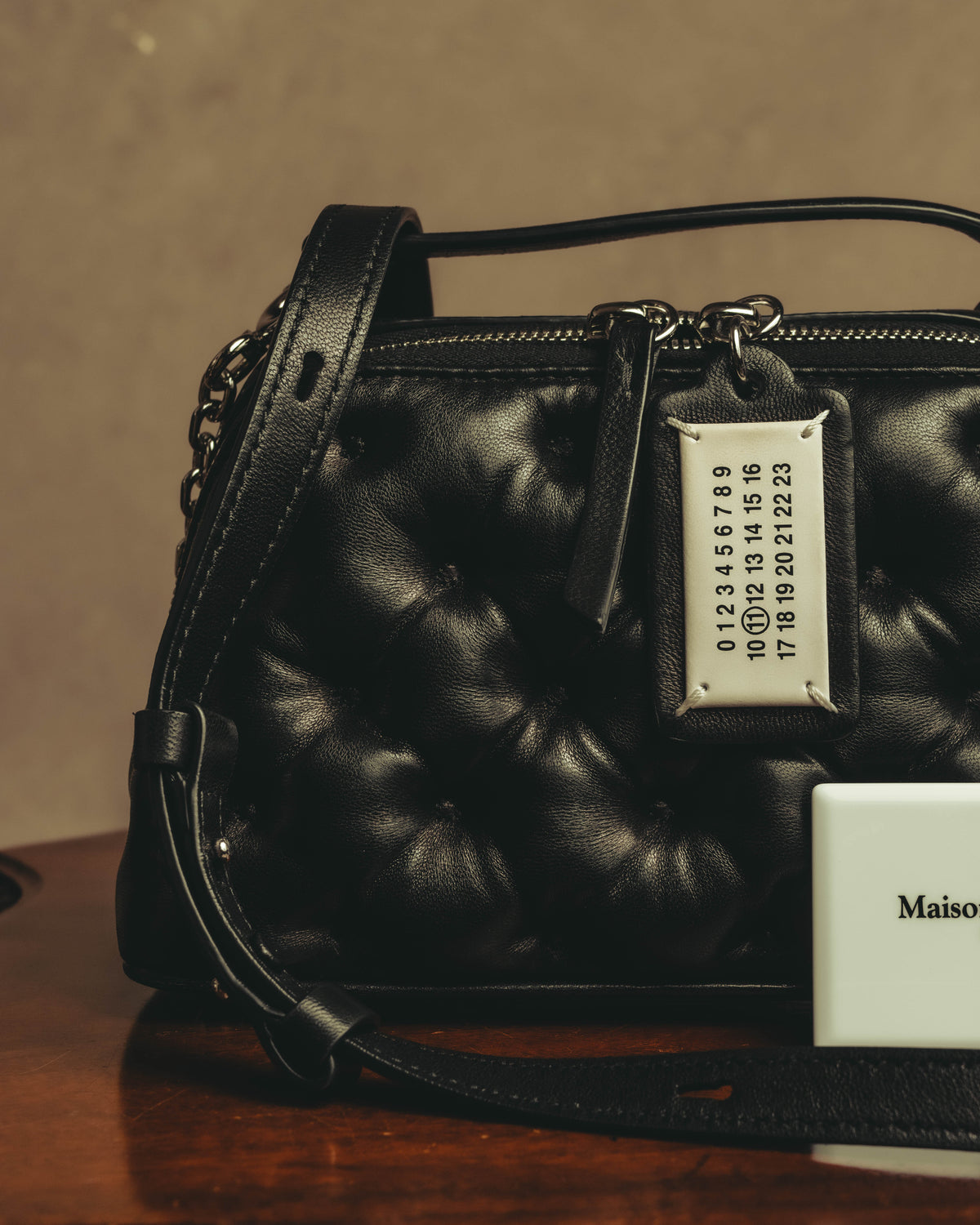 –SPECIAL– “Maison Margiela” 2024-25 Glam slam embroidered trapezoid leather bag