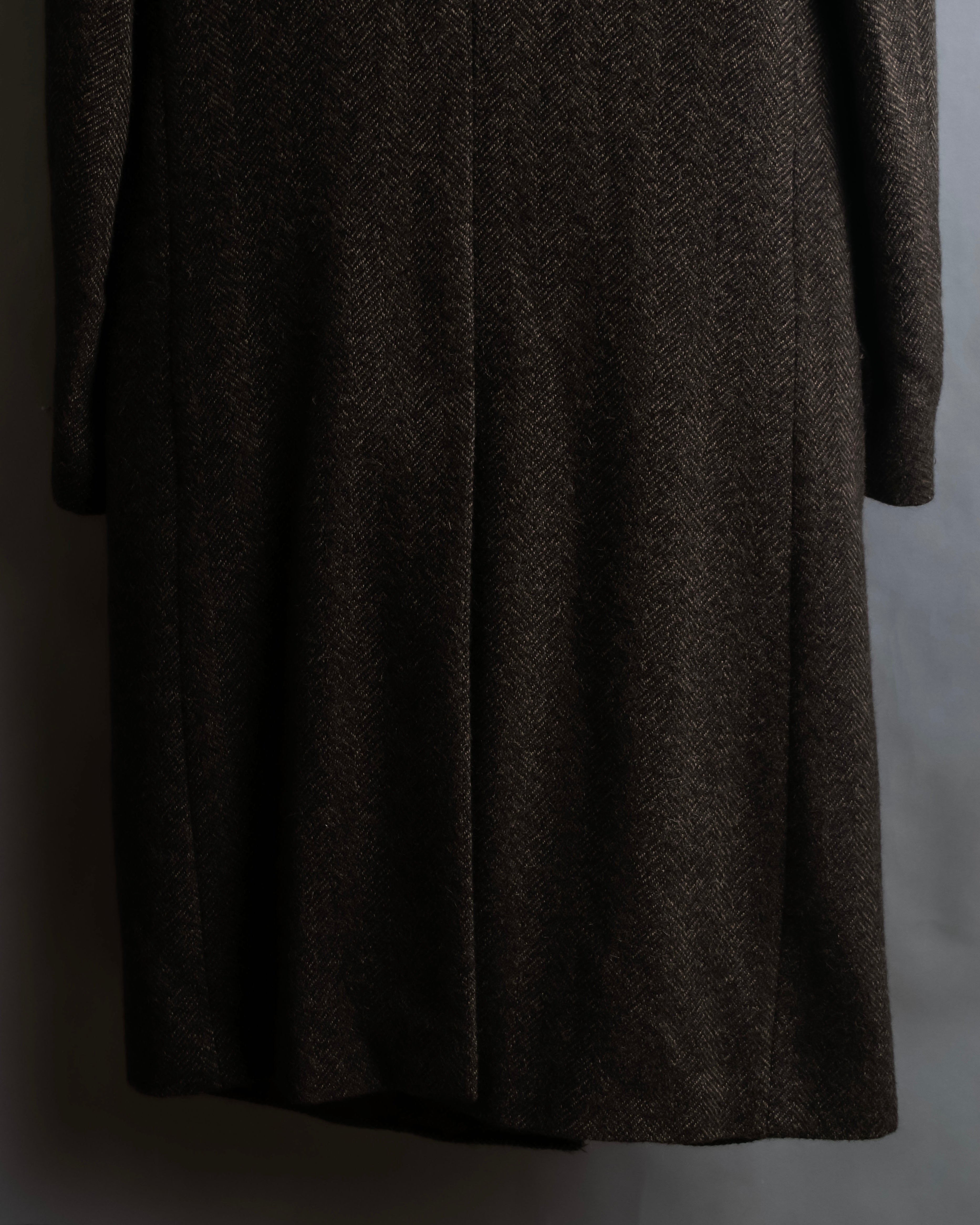 "Dolce &amp; Gabbana" Herringbone pattern slim shape chester coat