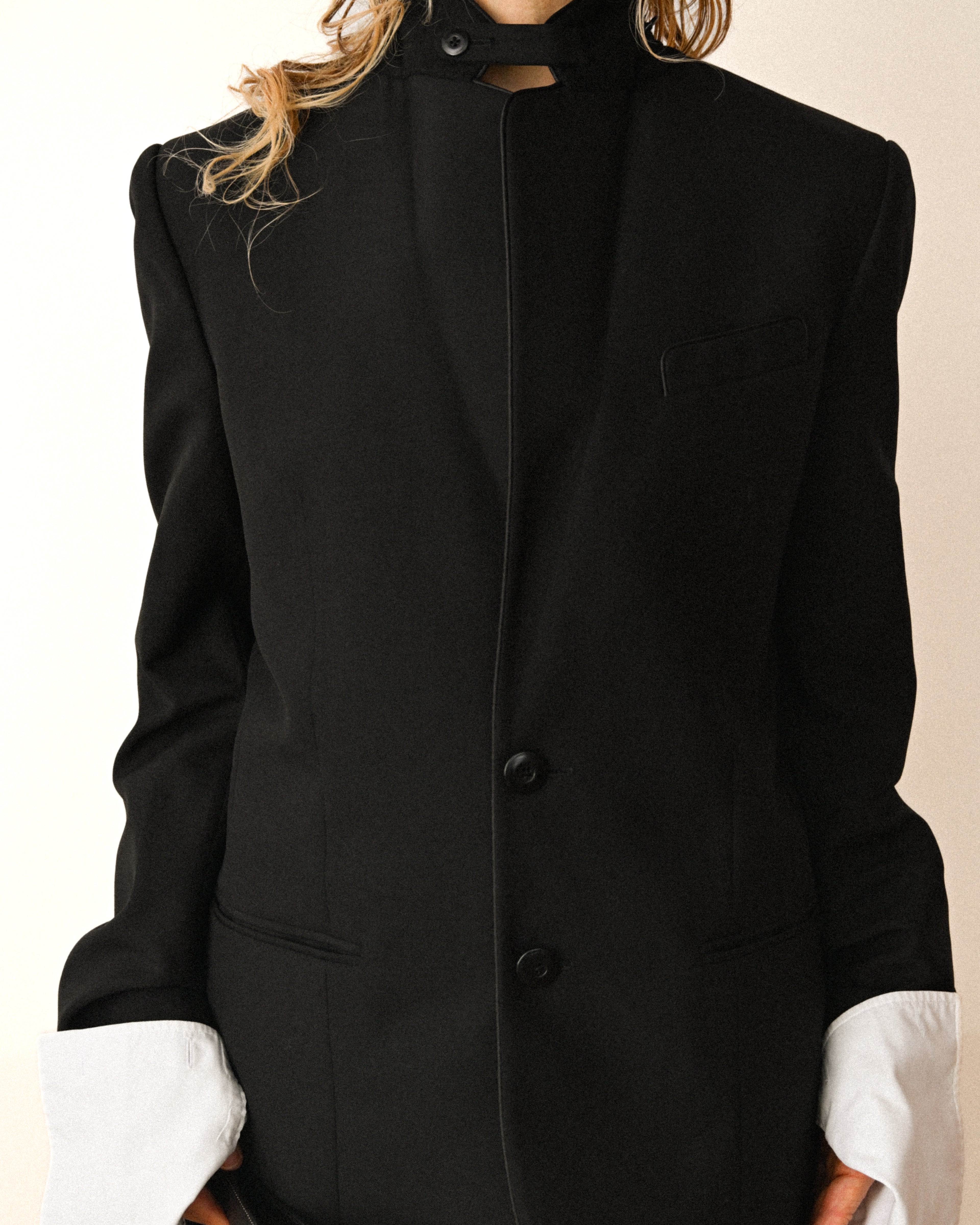 BALENCIAGA/ Chin Strap Detailed 2B Single Breasted Tailored Jacket