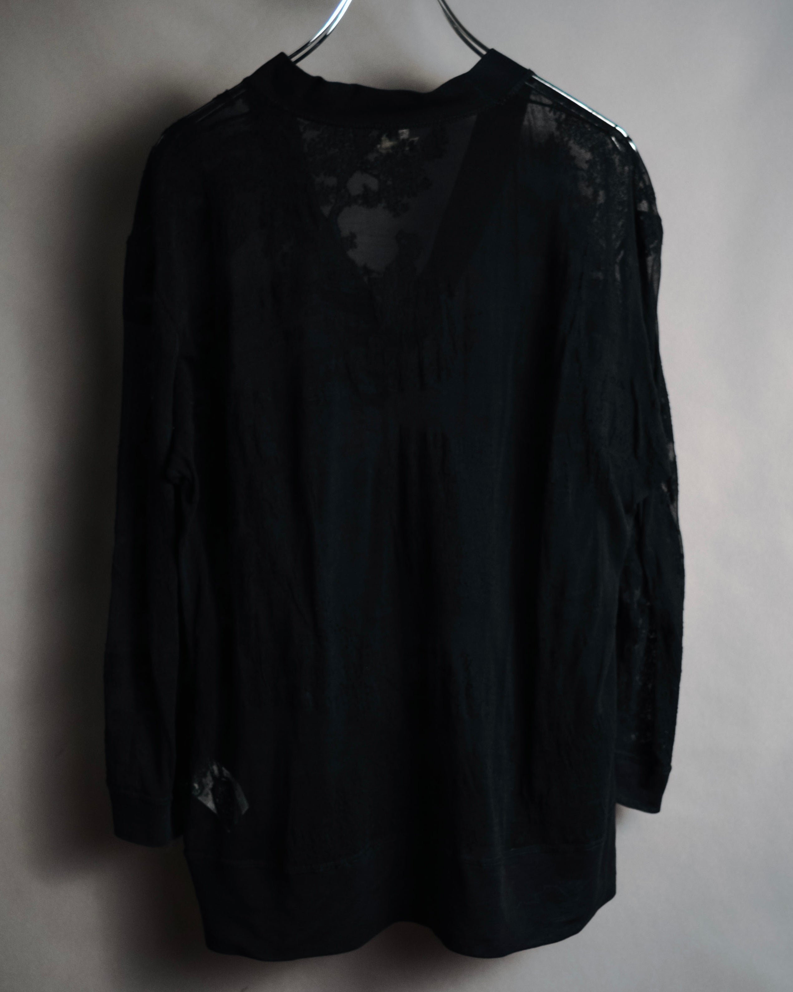 –SPECIAL– "HERMES" 00’s Sheer botanical lace cotton pullover