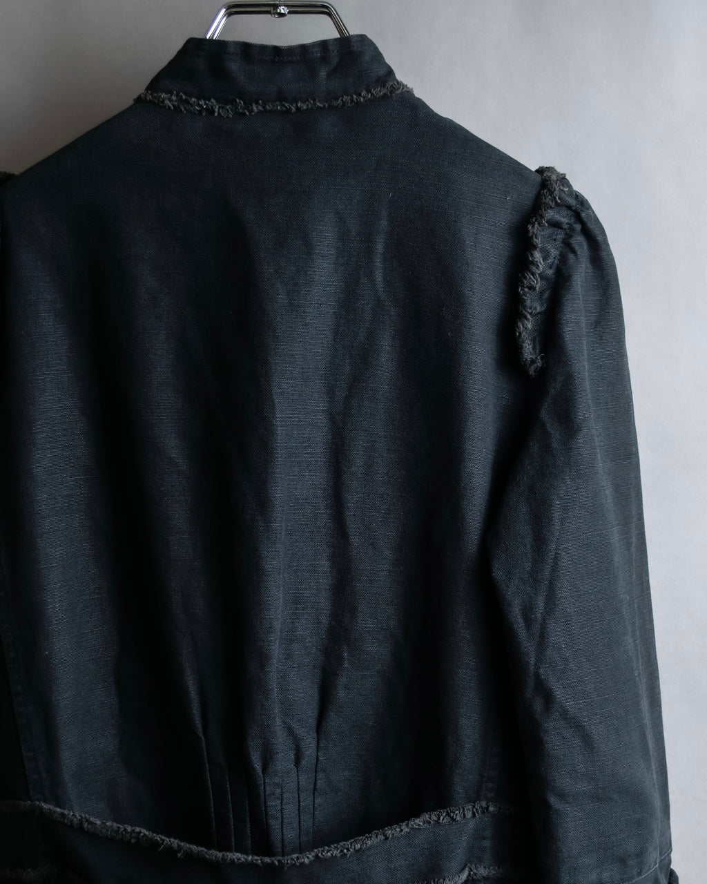 "vanessa bruno" Lace fringe design drawstring cotton linen shirt dress