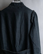 "vanessa bruno" Lace fringe design drawstring cotton linen shirt dress