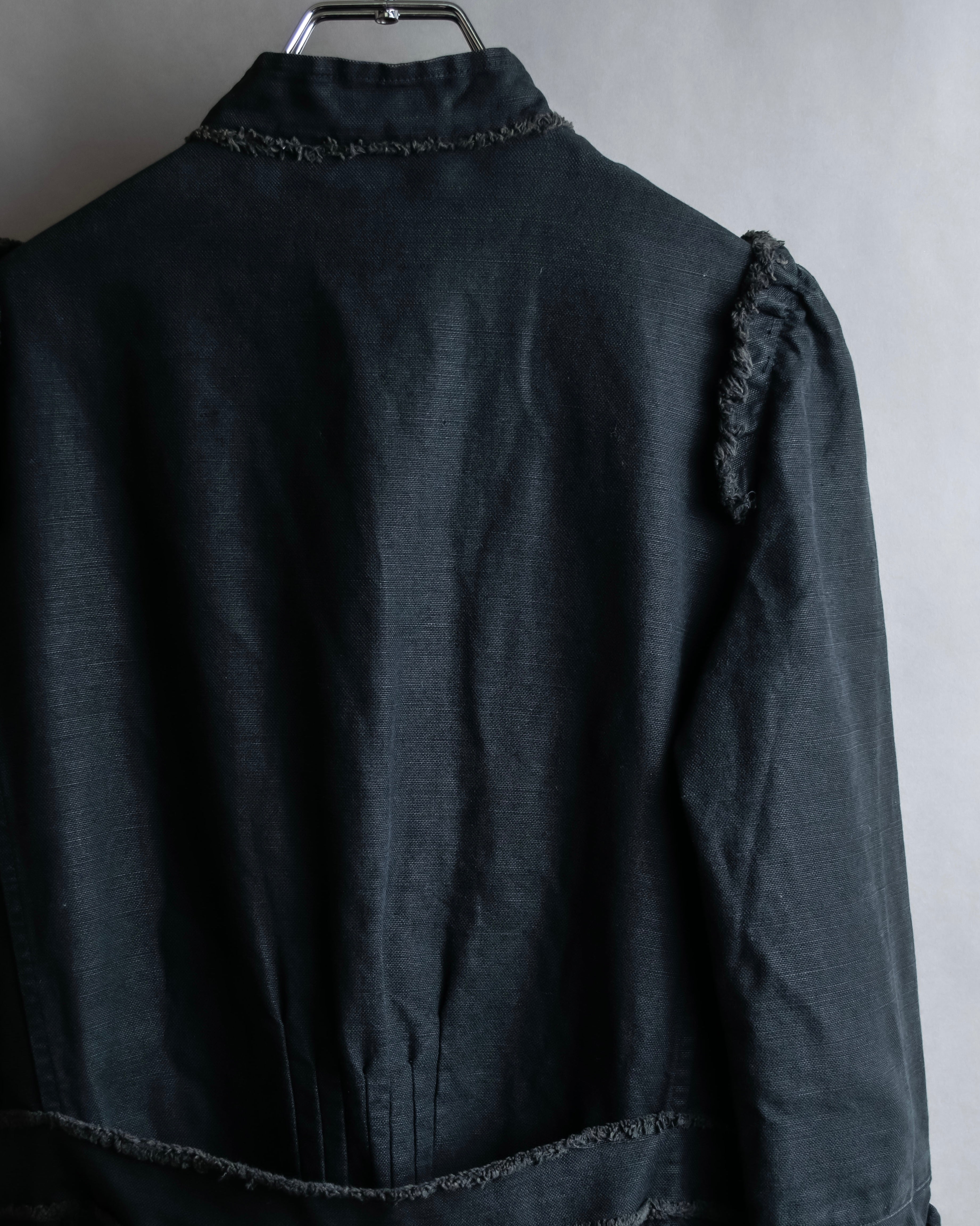 "vanessa bruno" Lace fringe design drawstring cotton linen shirt dress