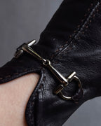 "GUCCI" Horse bit motif fitted leather gloves
