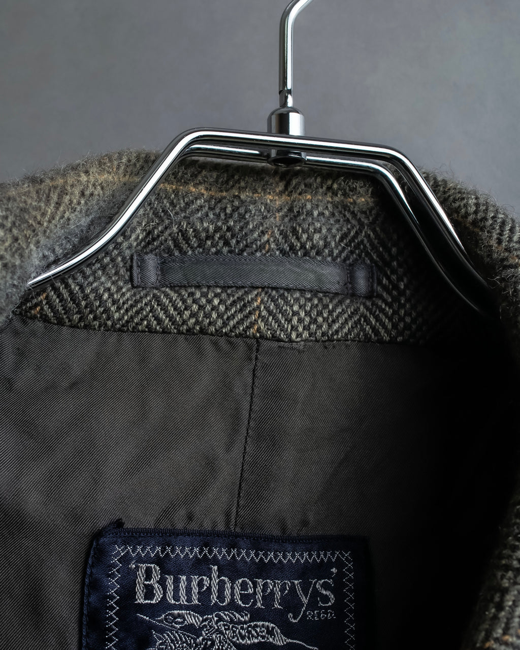 "BURBERRYS" Fine check pattern herringbone coat
