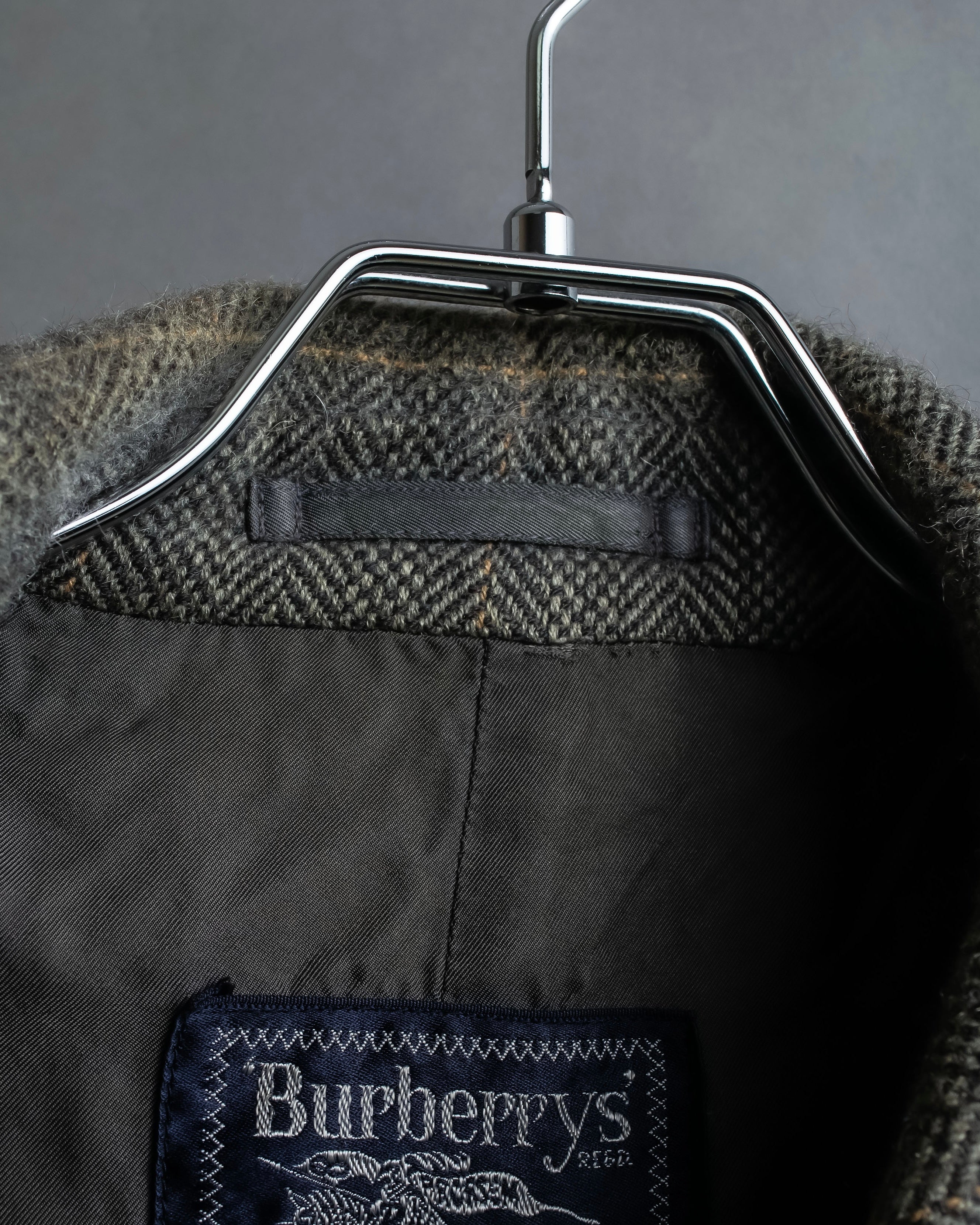 "BURBERRYS" Fine check pattern herringbone coat