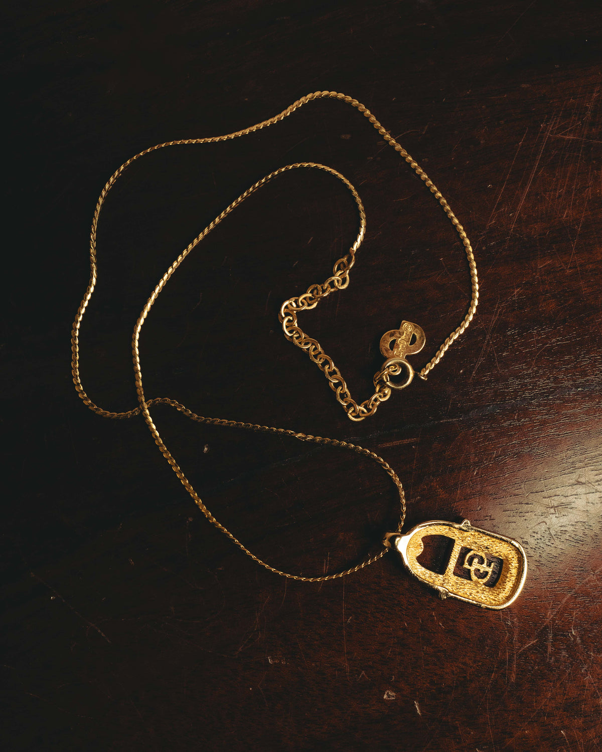 "Christian Dior" 90's Rhinestone padlock pendant necklace