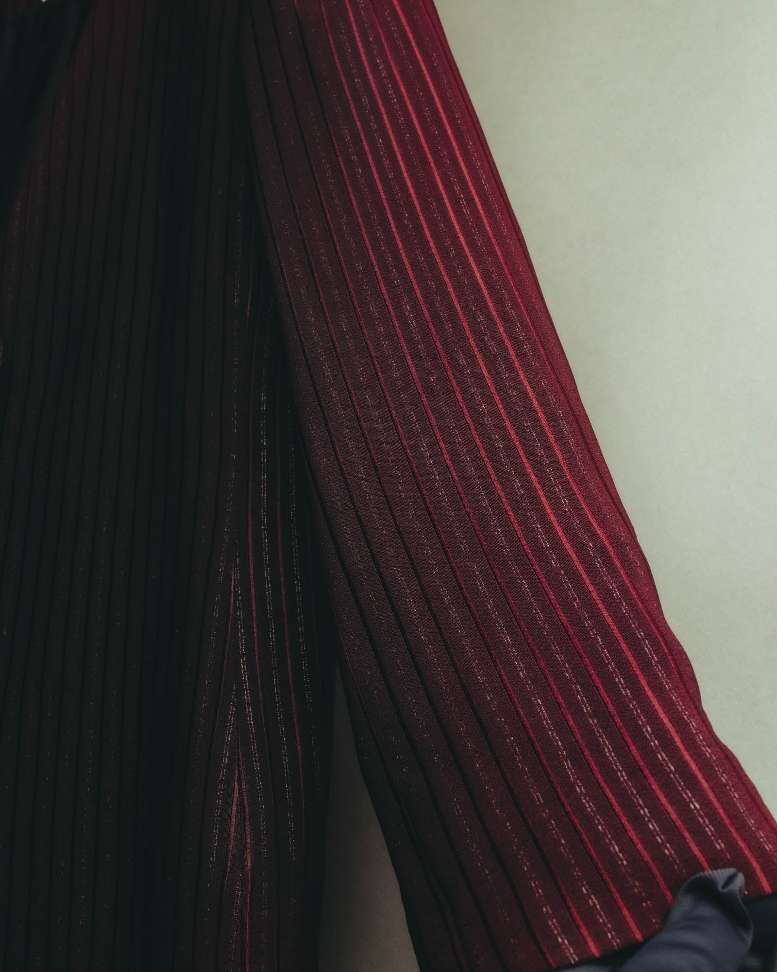 -SPECIAL- “Yves Saint Laurent“ 80's-90's Swiss fabric lurex stripe collarless long jacket