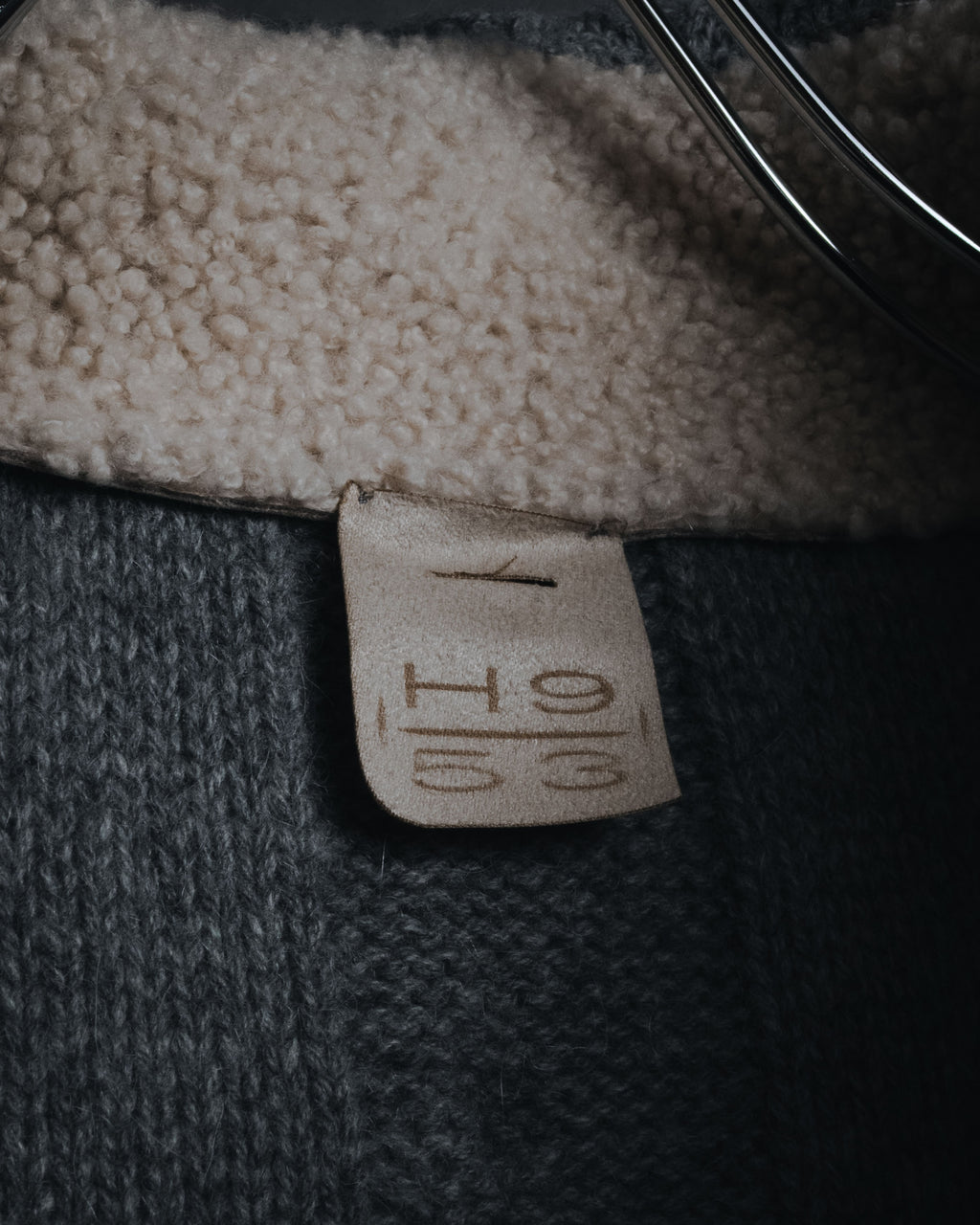 "H953" Shearling-collared cable-knit jacket