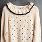 "Christian Dior" Star print frill detail cable knit tunic pullover