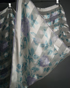 “Yves Saint Laurent” 80’s-90’s Sheer stripe floral silk scarf