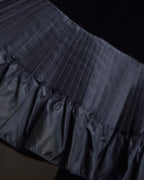 "CELINE" Pleated satin hem velvet flare skirt