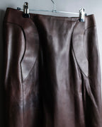 "Hermes by Gaultier" Round Pocket Wine Red Leather Skirt