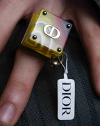"Dior" Resin abstract pattern top gold ring