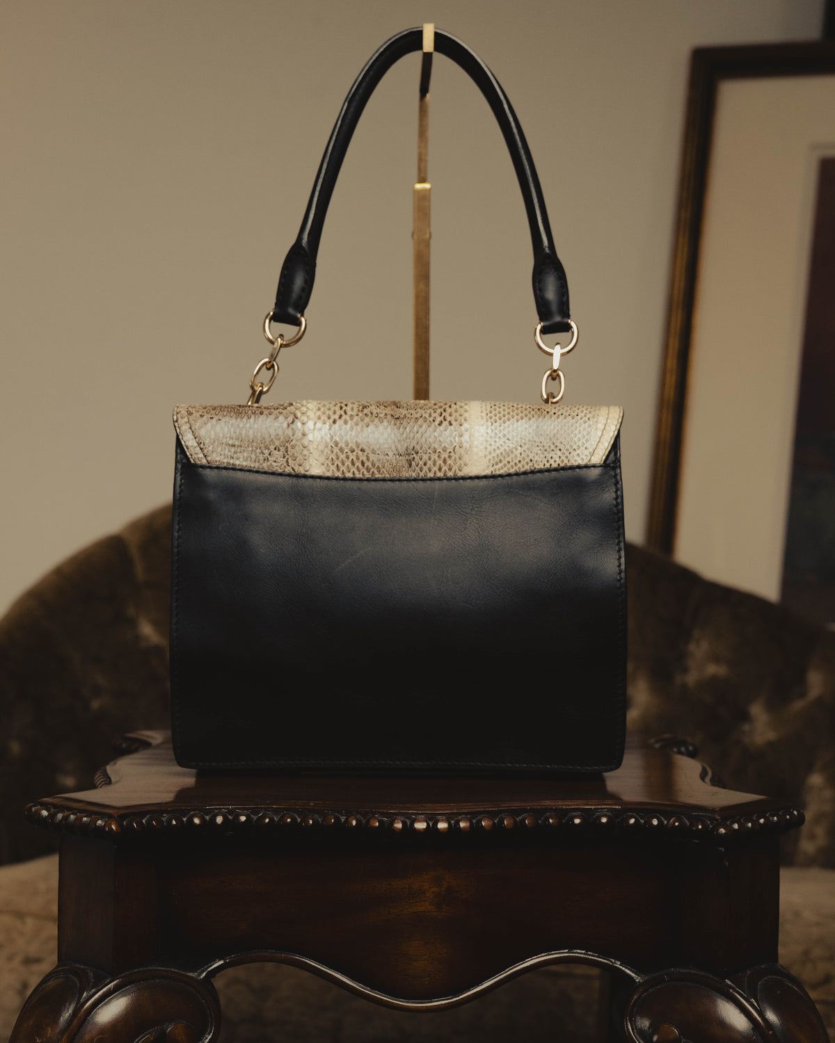 “Max Mara” Late 90’s-early 00’s exotic leather flap chain bag