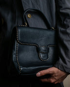 "Valentino Garavani" Saddle stitch design grain leather hand bag